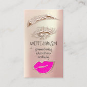Eyelash Brow Makeup Logo QRCode Rose Pink Lip Visitenkarte (Vorderseite)