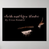 Eyelash & Brow Makeup Rose Goldener Salon Poster (Vorne)