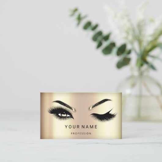 Eyelash Brow Microblade Haar QR CODE Logo Faux Gol Visitenkarte (Stehend Vorderseite)