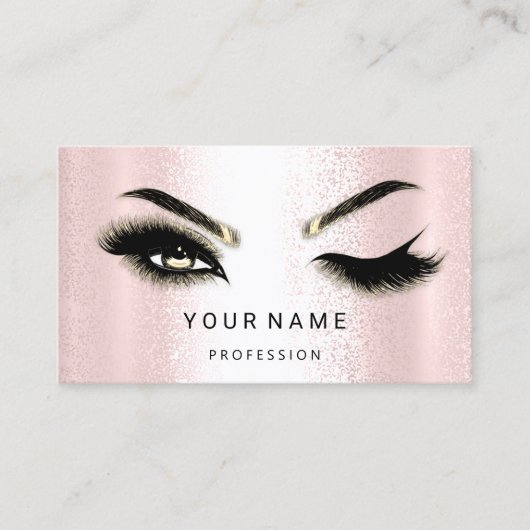 Eyelash Brow Microblade. QR CODE Logo Rosa Pulver Visitenkarte (Vorderseite)