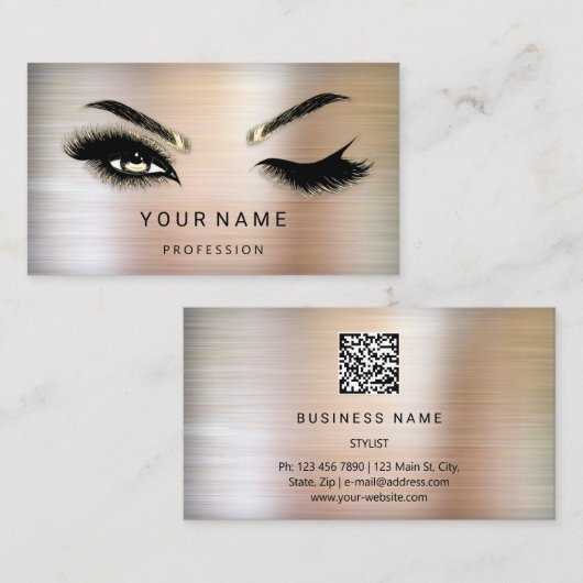 Eyelash Brow Microblade. QR-CODE-Logo-Rose Smoky Visitenkarte (Vorne/Hinten)