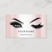 Eyelash Brow Microblade. QR CODE-Logo Silber Rosa Visitenkarte (Vorderseite)