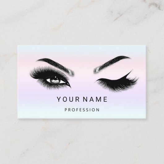 Eyelash Brow Microblade. QR CODE Logo Silver Ombre Visitenkarte (Vorderseite)
