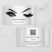 Eyelash Brow Microblade. QR CODE Logo Silver WELLN Visitenkarte (Vorne/Hinten)