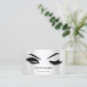 Eyelash Brow Microblade. QR CODE Logo Silver WELLN Visitenkarte (Stehend Vorderseite)