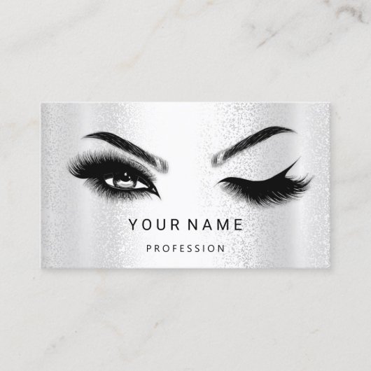 Eyelash Brow Microblade. QR CODE Logo Silver WELLN Visitenkarte (Vorderseite)