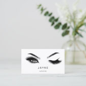 Eyelash Brow Microblade QR-Logo grau weiß Visitenkarte (Stehend Vorderseite)