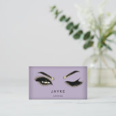 Eyelash Brow Microblade QR Logo Lila Gold Gold Visitenkarte (Stehend Vorderseite)