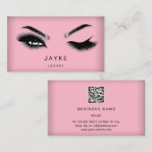 Eyelash Brow Microblade QR Logo Rosa Visitenkarte (Vorne/Hinten)