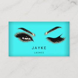 Eyelash Brow Microblade QR Logo Tiffanie Aqua Gold Visitenkarte