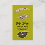 Eyelash Brows Makeup Logo QRCode Lip Gold Mustard Visitenkarte (Vorderseite)