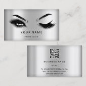 Eyelash Brows Microblade Haar QR CODE Logo Silver Visitenkarte (Vorne/Hinten)