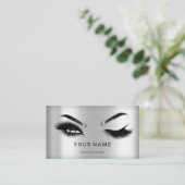 Eyelash Brows Microblade Haar QR CODE Logo Silver Visitenkarte (Stehend Vorderseite)
