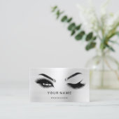 Eyelash Brows Microblade. QR CODE-Logo grau Visitenkarte (Stehend Vorderseite)