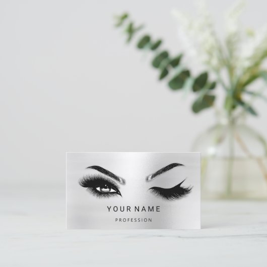 Eyelash Brows Microblade. QR CODE-Logo grau Visitenkarte (Stehend Vorderseite)