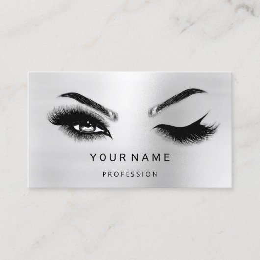 Eyelash Brows Microblade. QR CODE-Logo grau Visitenkarte (Vorderseite)