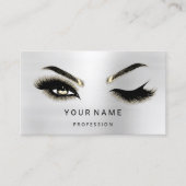 Eyelash Brows Microblade. QR CODE Logo Silver Visitenkarte (Vorderseite)