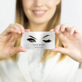 Eyelash Brows Microblade. QR CODE Logo Silver Visitenkarte