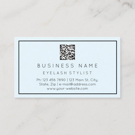 Eyelash Brows Microblade QRCODE Blauer Pastell Visitenkarte (Rückseite)