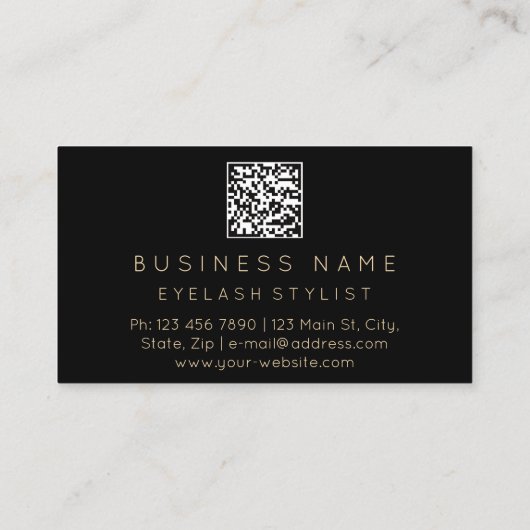 Eyelash Brows Microblade QRCODE Gold Black Visitenkarte (Rückseite)