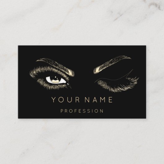 Eyelash Brows Microblade QRCODE Gold Black Visitenkarte (Vorderseite)