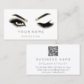 Eyelash Brows Microblade QRCODE Gold White Visitenkarte (Vorne/Hinten)