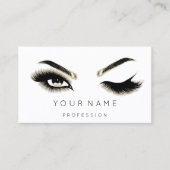 Eyelash Brows Microblade QRCODE Gold White Visitenkarte (Vorderseite)