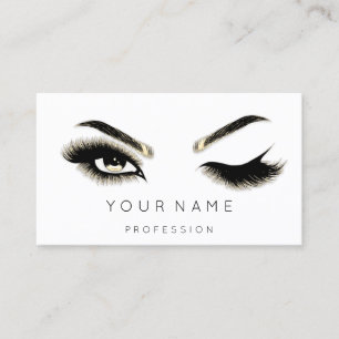 Eyelash Brows Microblade QRCODE Gold White Visitenkarte