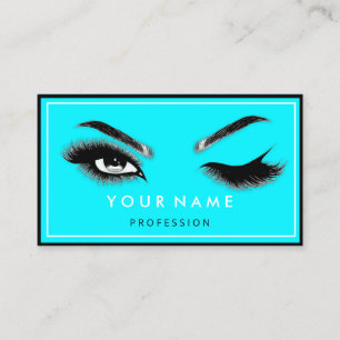  Eyelash Brows Microblade QRCODE Logo Blue Busines Visitenkarte