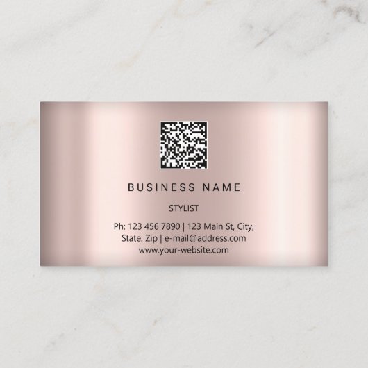 Eyelash Brows Microblade QRCODE Logo Rose Pulver Visitenkarte (Rückseite)