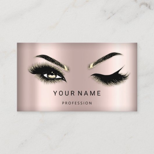 Eyelash Brows Microblade QRCODE Logo Rose Pulver Visitenkarte (Vorderseite)