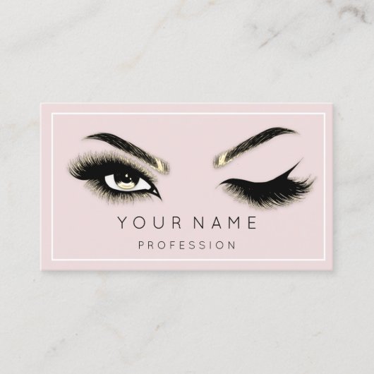 Eyelash Brows Microblade QRCODE Pink Gerahmt Visitenkarte (Vorderseite)