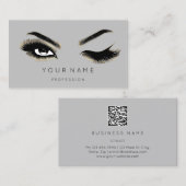 Eyelash Brows Microblading QRCODE Logo Gold Grau Visitenkarte (Vorne/Hinten)