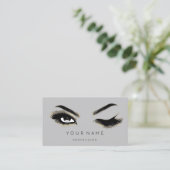 Eyelash Brows Microblading QRCODE Logo Gold Grau Visitenkarte (Stehend Vorderseite)