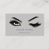 Eyelash Brows Microblading QRCODE Logo Gold Grau Visitenkarte (Vorderseite)