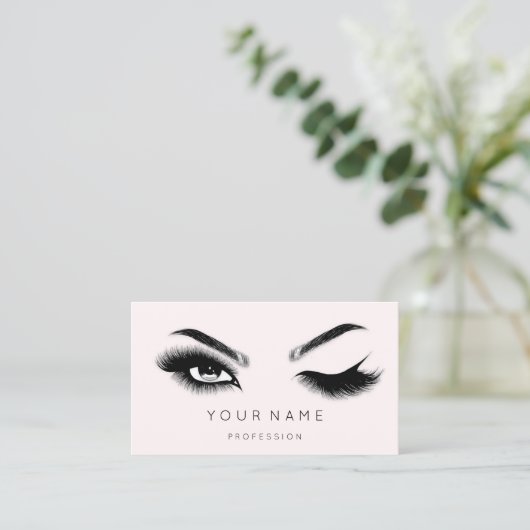 Eyelash Brows Microblading QRCODE Logo Pink Pastel Visitenkarte (Stehend Vorderseite)