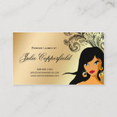 Eyelash Business Card Gold Ethnische Frau Tan 2 Visitenkarte (Rückseite)