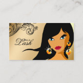 Eyelash Business Card Gold Ethnische Frau Tan 2 Visitenkarte (Vorderseite)