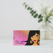 Eyelash Business Card Indische Frau Orange Pink Visitenkarte (Stehend Vorderseite)