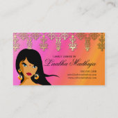 Eyelash Business Card Indische Frau Orange Pink Visitenkarte (Rückseite)