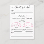 Eyelash-Client-Record Form Business Card Visitenkarte (Vorderseite)