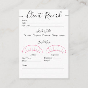 Eyelash-Client-Record Form Business Card Visitenkarte