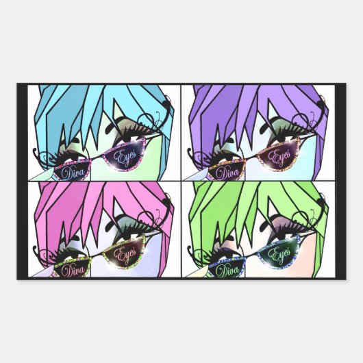 Eyelash Divas Rechteckiger Aufkleber (Vorderseite)