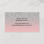 Eyelash Eeybrow Lashes Salon Pink & Silver Glitzer Visitenkarte (Rückseite)