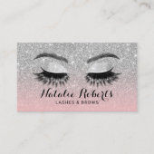 Eyelash Eeybrow Lashes Salon Pink & Silver Glitzer Visitenkarte (Vorderseite)