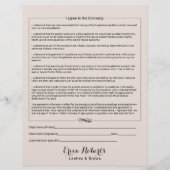 Eyelash Erweiterungen Liability Waiver Beige Salon Flyer (Hinten)