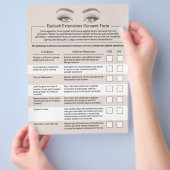 Eyelash Erweiterungen Liability Waiver Beige Salon Flyer (Hand)