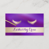 Eyelash Erweiterungen Makeup Artist Gold & Lila Visitenkarte (Vorderseite)