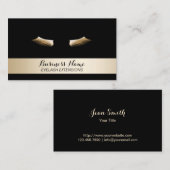 Eyelash-Erweiterungen Moderne Black & Gold Visitenkarte (Vorne/Hinten)