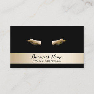 Eyelash-Erweiterungen Moderne Black & Gold Visitenkarte